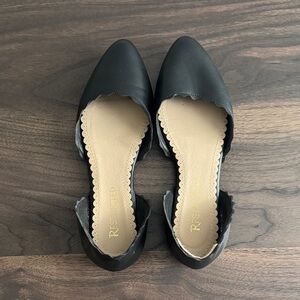 Restricted Black Scalloped Edge Flats